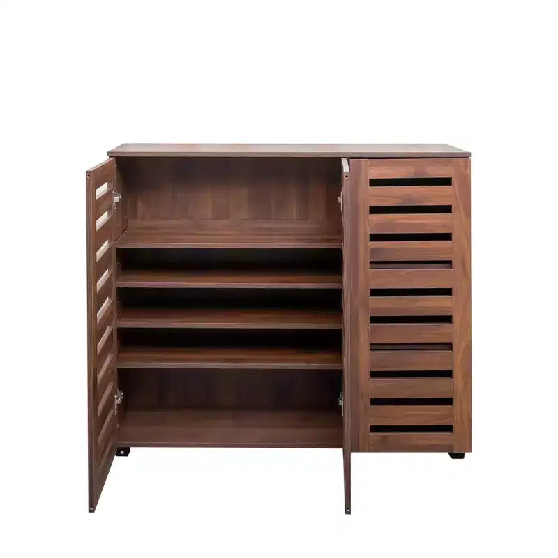 Meuble à chaussures Okak, meuble à chaussures 5 niveaux avec trois portes et étagères réglables, range-chaussures pour entrée, salon, couloir