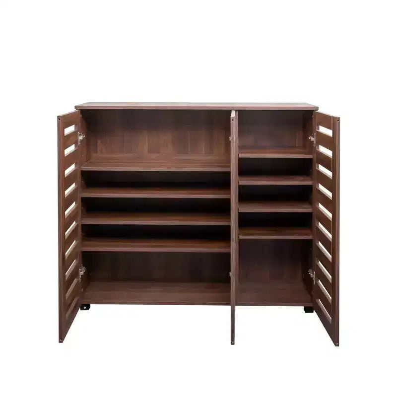 Meuble à chaussures Okak, meuble à chaussures 5 niveaux avec trois portes et étagères réglables, range-chaussures pour entrée, salon, couloir