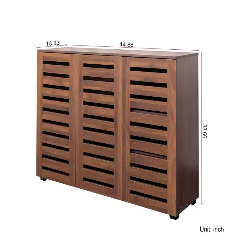 Meuble à chaussures Okak, meuble à chaussures 5 niveaux avec trois portes et étagères réglables, range-chaussures pour entrée, salon, couloir