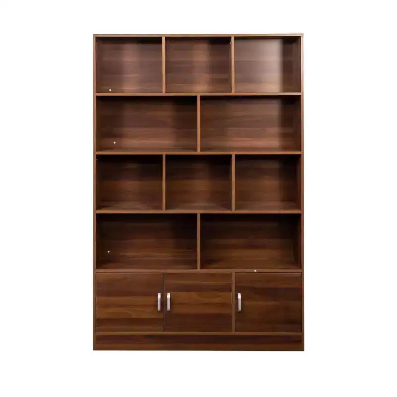 GDFStudio Cedric Modern 70.87'' 4-Tier Bookshelf with 10 Cubes and 3 Doors