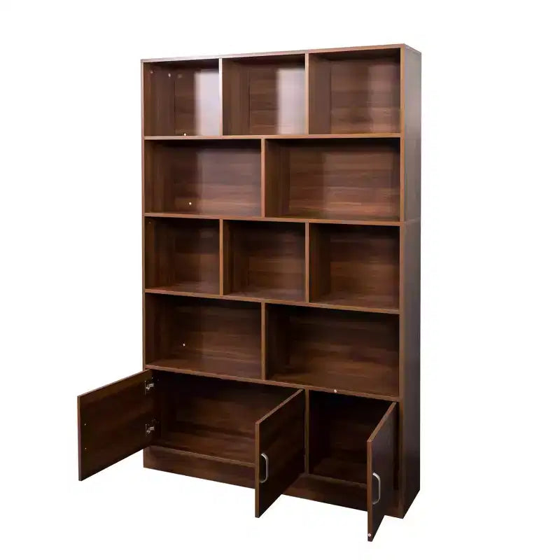 GDFStudio Cedric Modern 70.87'' 4-Tier Bookshelf with 10 Cubes and 3 Doors