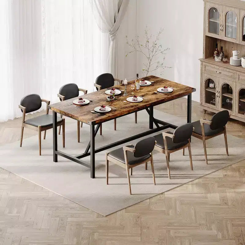 Tavolo da pranzo rettangolare da 179,90 cm per 6-8 persone, in legno industriale con struttura resistente