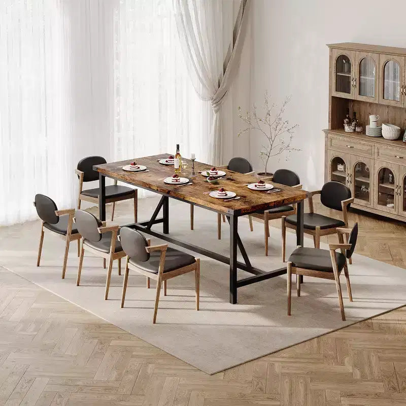 Tavolo da pranzo rettangolare da 179,90 cm per 6-8 persone, in legno industriale con struttura resistente