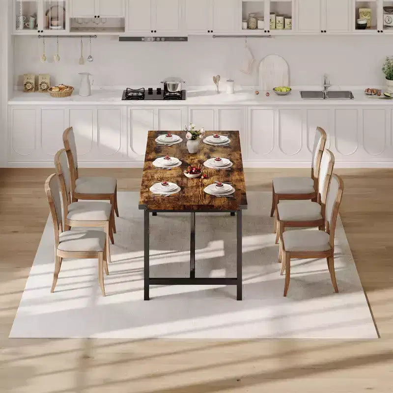 Tavolo da pranzo rettangolare da 179,90 cm per 6-8 persone, in legno industriale con struttura resistente