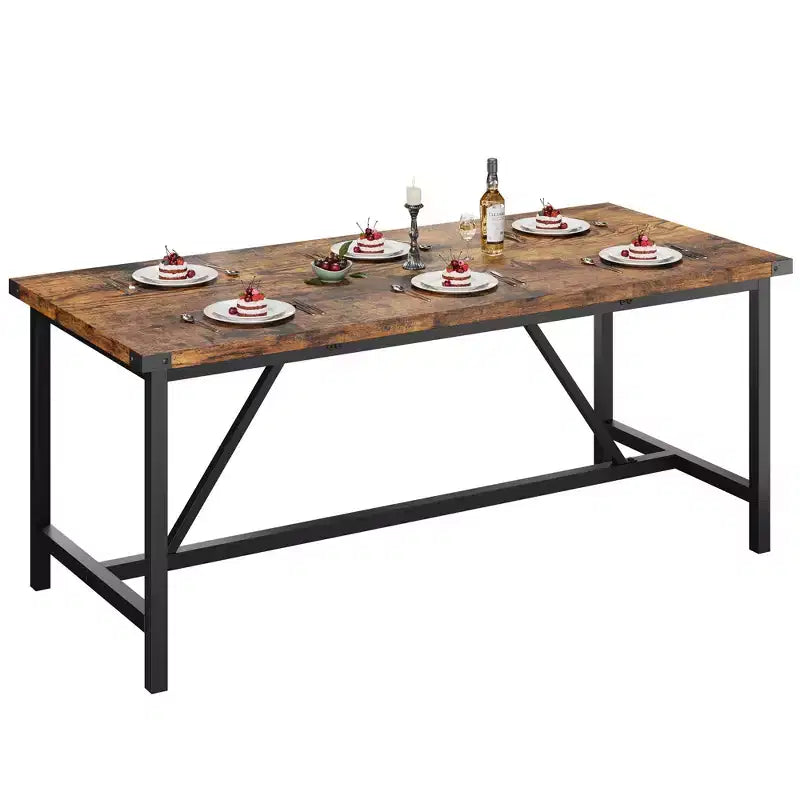 Tavolo da pranzo rettangolare da 179,90 cm per 6-8 persone, in legno industriale con struttura resistente