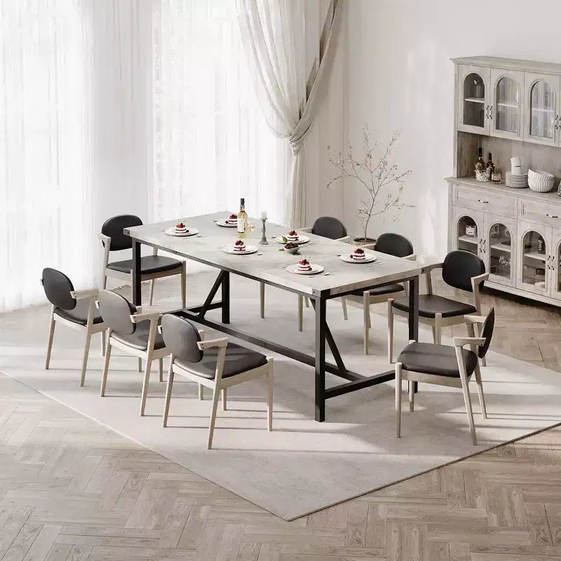 Tavolo da pranzo rettangolare da 179,90 cm per 6-8 persone, in legno industriale con struttura resistente