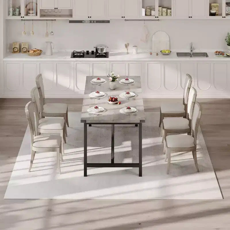 Tavolo da pranzo rettangolare da 179,90 cm per 6-8 persone, in legno industriale con struttura resistente