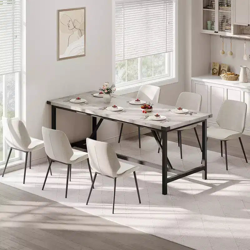 Tavolo da pranzo rettangolare da 179,90 cm per 6-8 persone, in legno industriale con struttura resistente