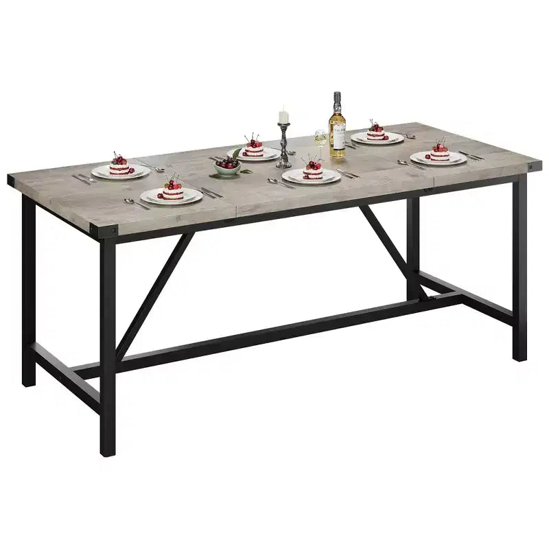Tavolo da pranzo rettangolare da 179,90 cm per 6-8 persone, in legno industriale con struttura resistente