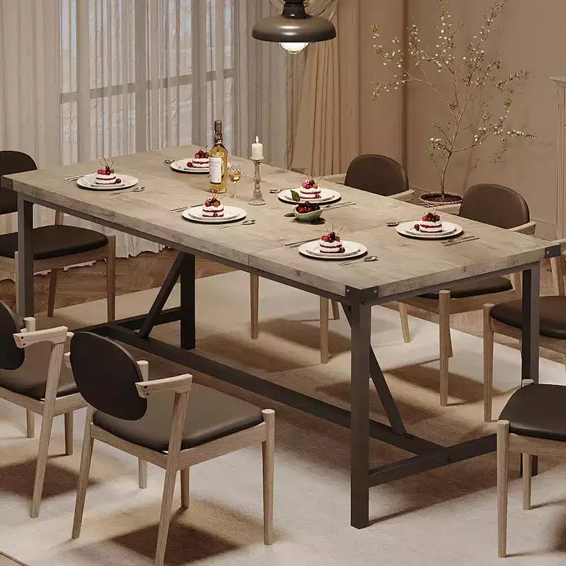 COZONY 70.87 Rectangle Dining Table for 6-8, Industrial Wood Kitchen Table with Heavy Duty Frame, Durable & Easy Assembly, Dining Room Table
