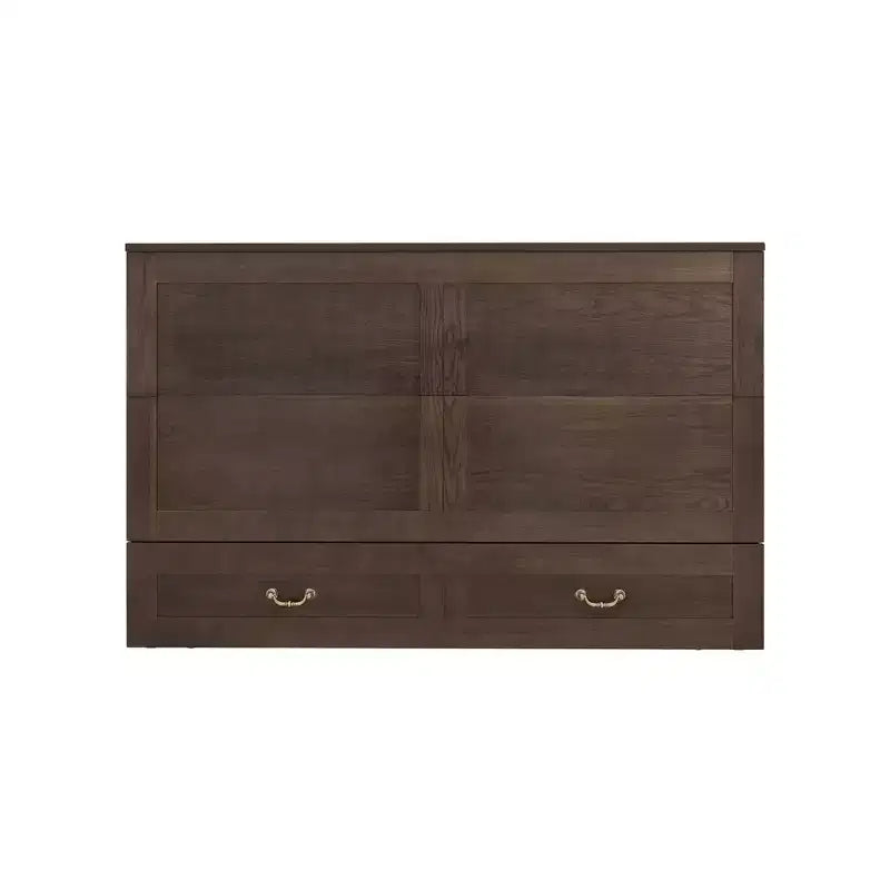 Keloyid Haimyy Solid Wood Frame Queen Murphy Bed Chest with Built-in Charger and 2 Strong Drawer