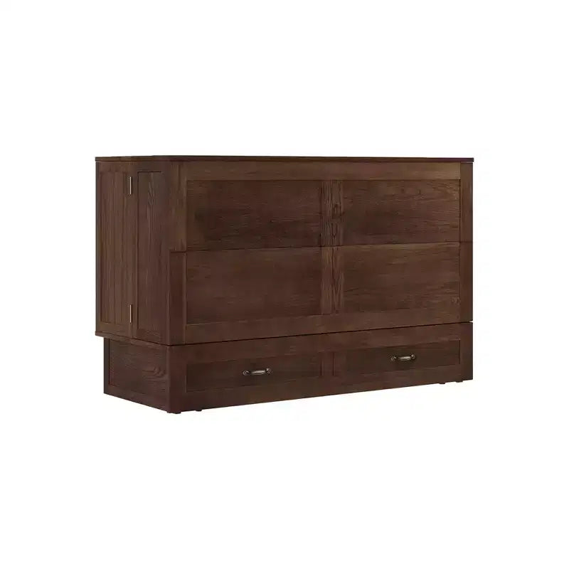 Keloyid Haimyy Solid Wood Frame Queen Murphy Bed Chest with Built-in Charger and 2 Strong Drawer