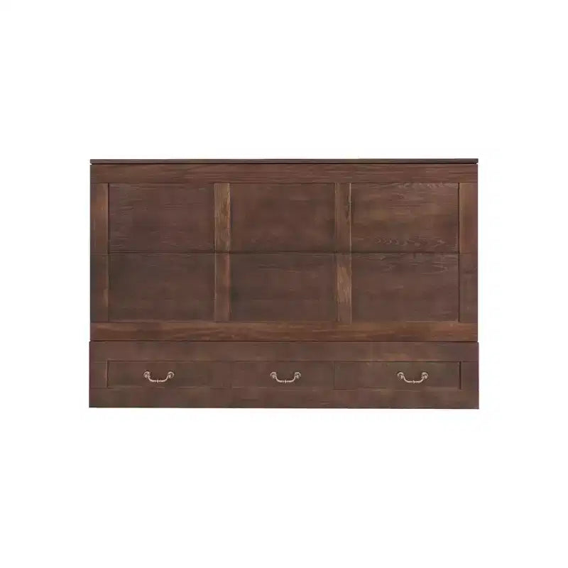 Keloyid Haimyy Solid Wood Frame Queen Murphy Bed Chest with Built-in Charger and 2 Strong Drawer