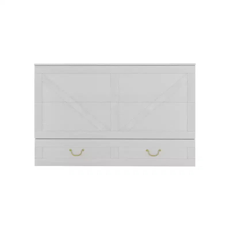 Keloyid Haimyy Solid Wood Frame Queen Murphy Bed Chest with Built-in Charger and 2 Strong Drawer