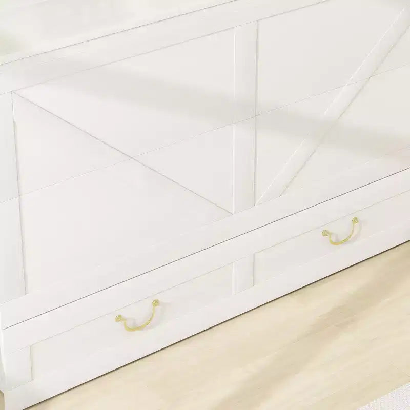 Keloyid Haimyy Solid Wood Frame Queen Murphy Bed Chest with Built-in Charger and 2 Strong Drawer
