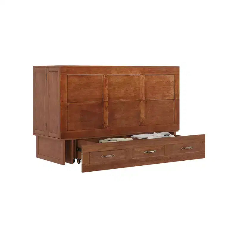 Keloyid Haimyy Solid Wood Frame Queen Murphy Bed Chest with Built-in Charger and 2 Strong Drawer