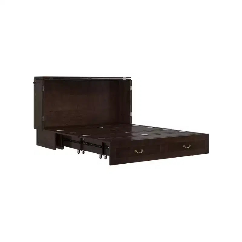 Keloyid Haimyy Solid Wood Frame Queen Murphy Bed Chest with Built-in Charger and 2 Strong Drawer