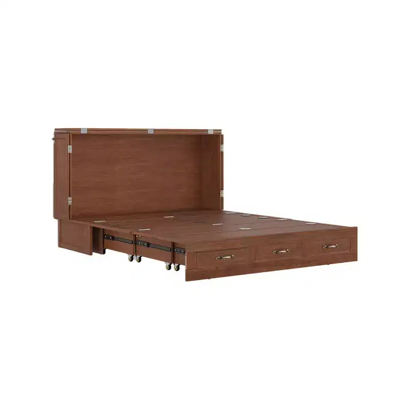 Keloyid Haimyy Solid Wood Frame Queen Murphy Bed Chest with Built-in Charger and 2 Strong Drawer