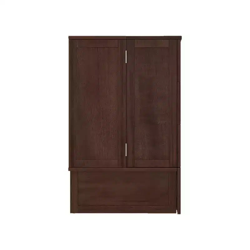 Cassettone letto a scomparsa Queen, struttura in legno massello con caricatore integrato e cassetto portaoggetti