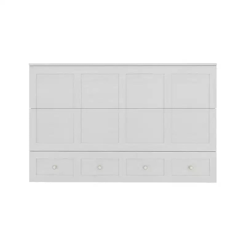 Cassettone letto a scomparsa Queen, struttura in legno massello con caricatore integrato e cassetto portaoggetti