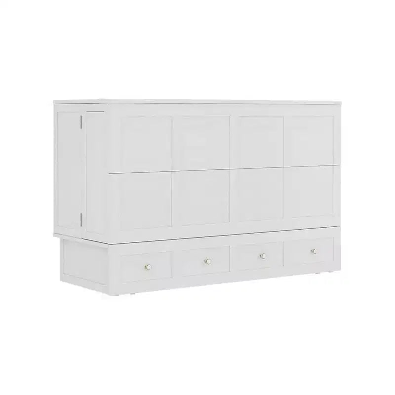 Cassettone letto a scomparsa Queen, struttura in legno massello con caricatore integrato e cassetto portaoggetti