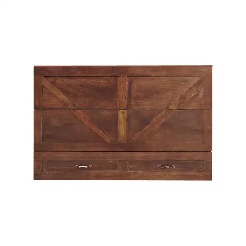 Cassettone letto a scomparsa Queen, struttura in legno massello con caricatore integrato e cassetto portaoggetti
