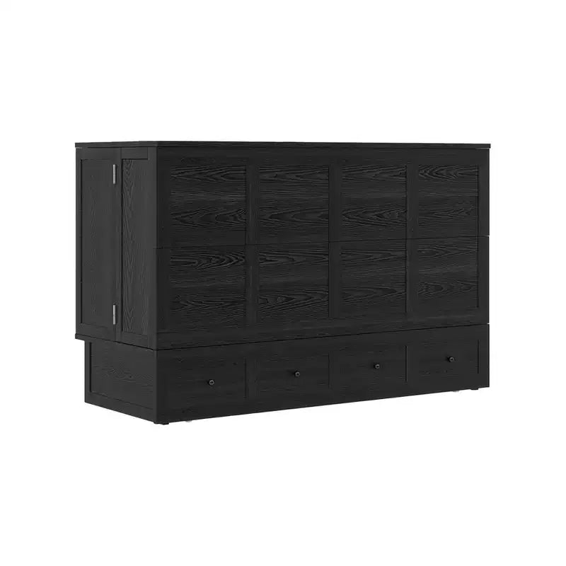 Cassettone letto a scomparsa Queen, struttura in legno massello con caricatore integrato e cassetto portaoggetti
