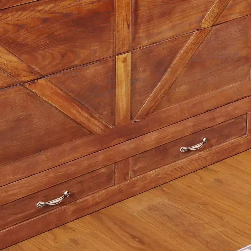Cassettone letto a scomparsa Queen, struttura in legno massello con caricatore integrato e cassetto portaoggetti