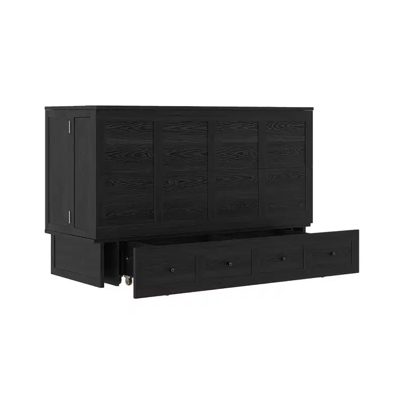 Keloyid Haimyy Solid Wood Frame Queen Murphy Bed Chest with Built-in Charger and Strong Drawer