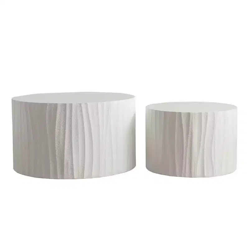 GDFStudio Colbourne 2 Piece Modern Round Wood Coffee Table Set
