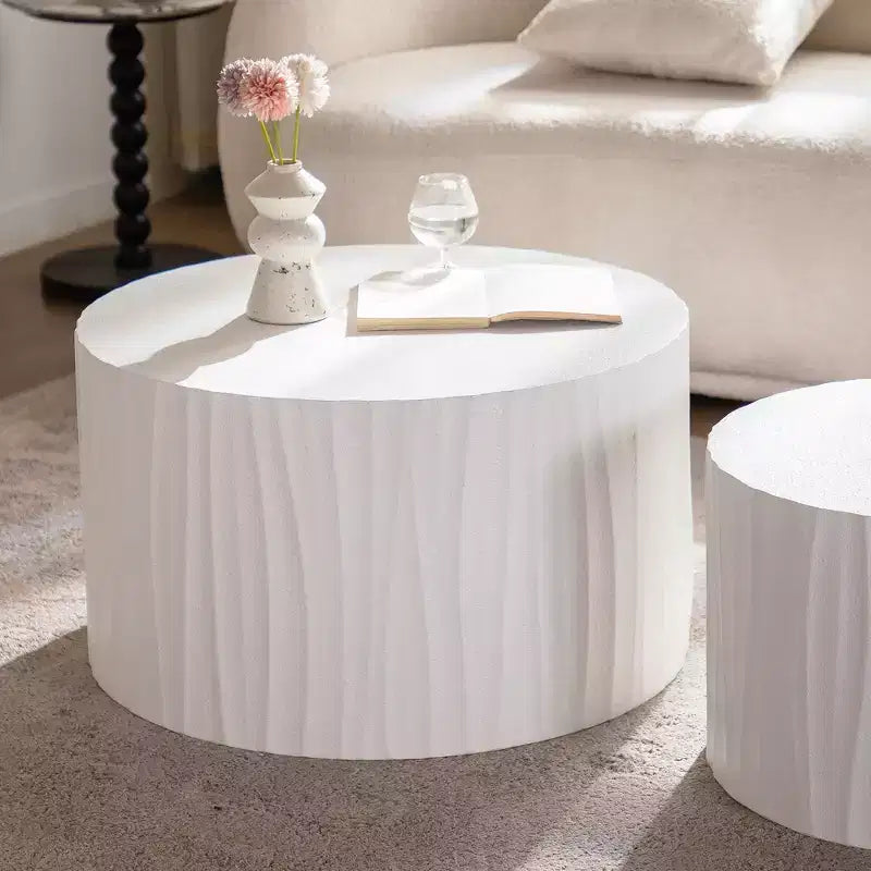 GDFStudio Colbourne 2 Piece Modern Round Wood Coffee Table Set