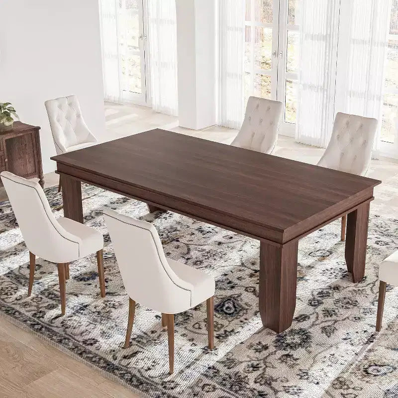 Tavolo da Pranzo Rettangolare Grande da 71" per 6-8 Persone con Robusta Struttura in Legno