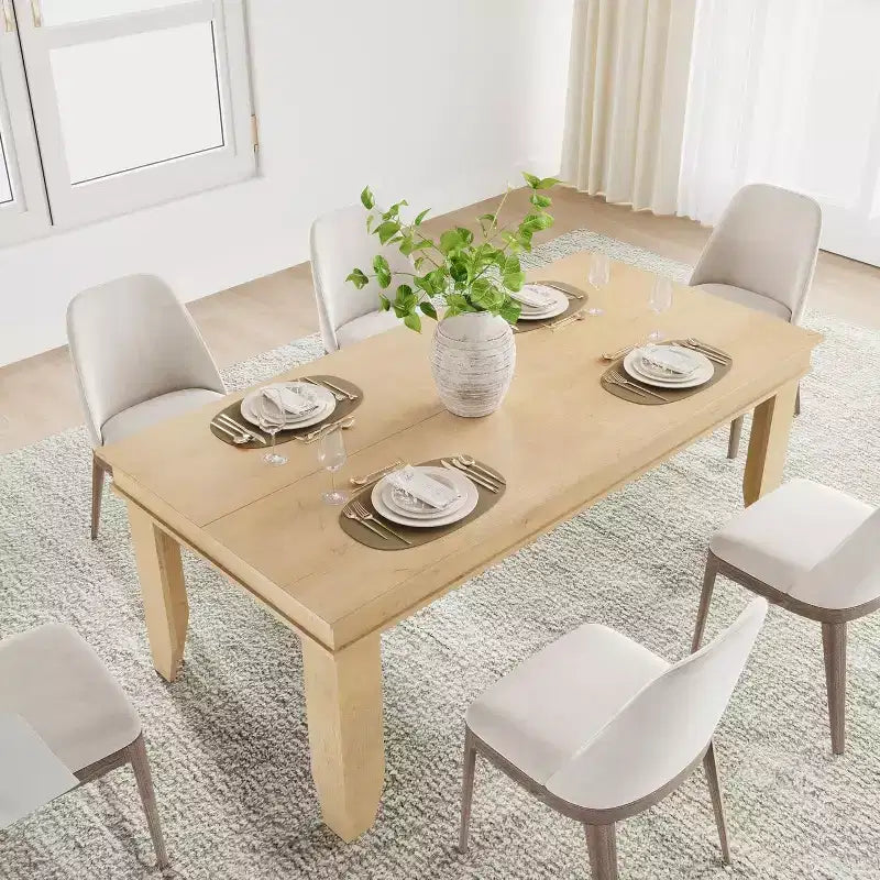 Tavolo da Pranzo Rettangolare Grande da 71" per 6-8 Persone con Robusta Struttura in Legno