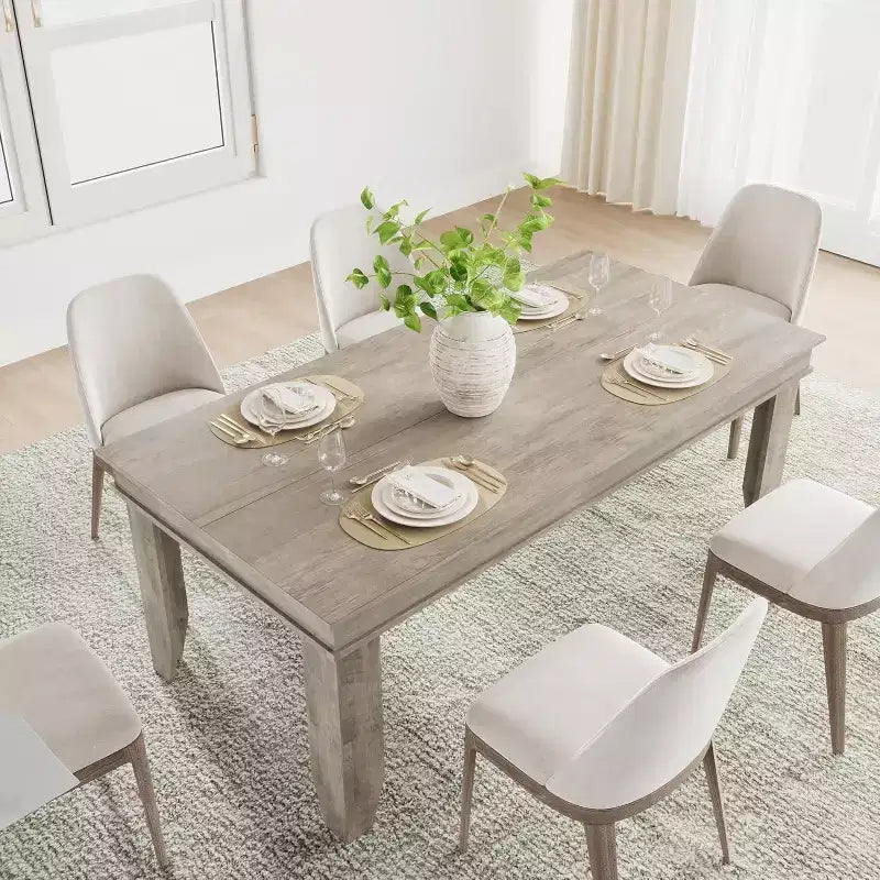 Tavolo da Pranzo Rettangolare Grande da 71" per 6-8 Persone con Robusta Struttura in Legno