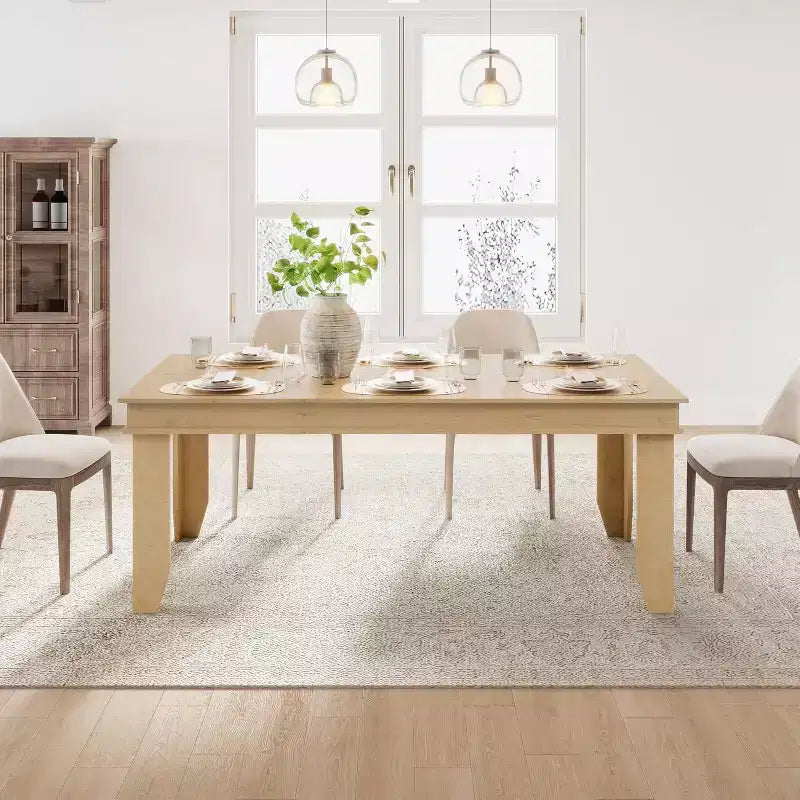 Tavolo da Pranzo Rettangolare Grande da 71" per 6-8 Persone con Robusta Struttura in Legno