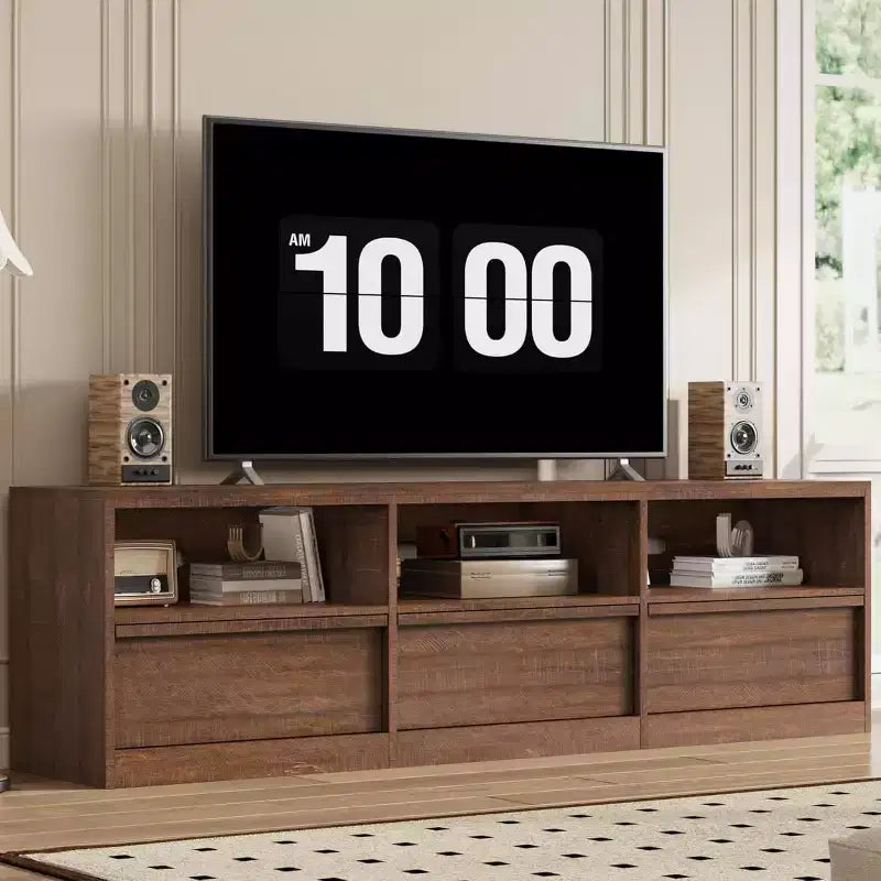 Mobile TV da 70" per TV fino a 80", Centro Intrattenimento Mid-Century con Cassetto e Ripiani