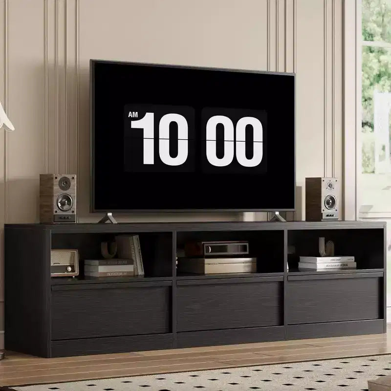 Mobile TV da 70" per TV fino a 80", Centro Intrattenimento Mid-Century con Cassetto e Ripiani