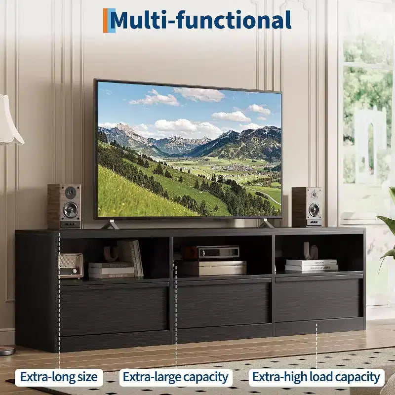 Mobile TV da 70" per TV fino a 80", Centro Intrattenimento Mid-Century con Cassetto e Ripiani