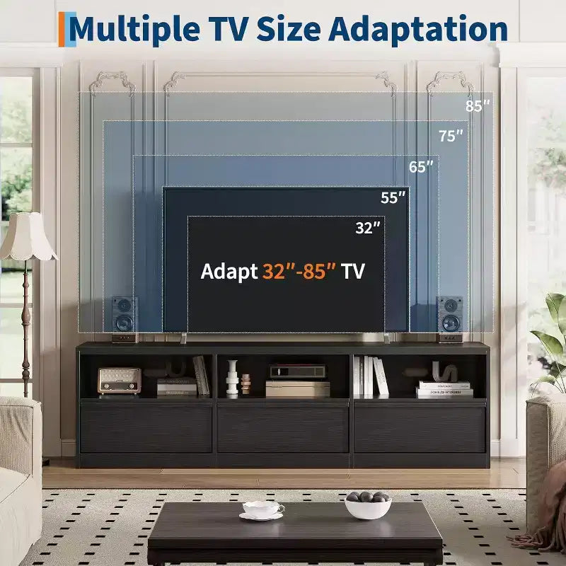 Mobile TV da 70" per TV fino a 80", Centro Intrattenimento Mid-Century con Cassetto e Ripiani