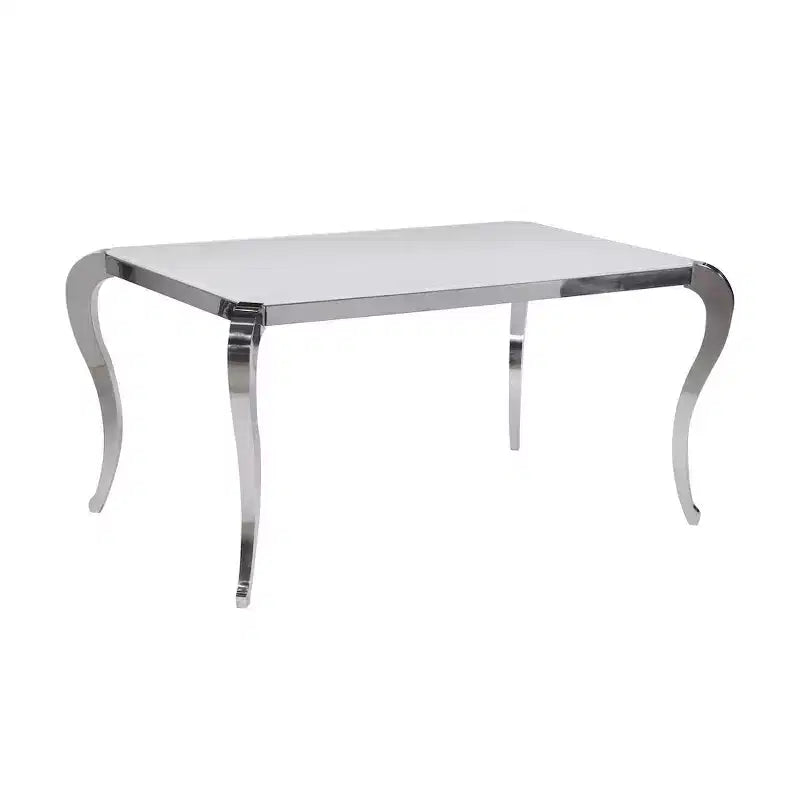 Chintaly Imports,Starphire Glass Top Dining Table W/ Cabriole Steel Base