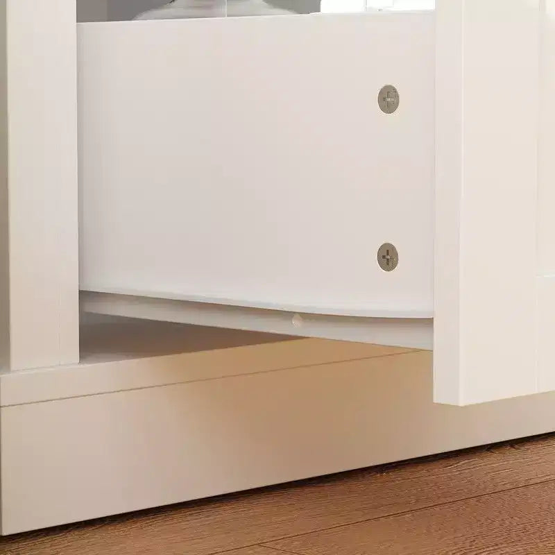 Mobiletto Alto per Bagno con Ante in Vetro e Cassetti per Asciugamani e Articoli da Toeletta