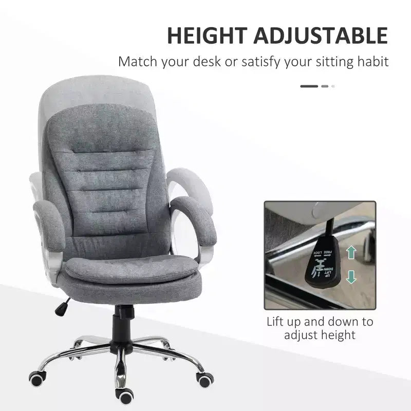 Sedia ergonomica da ufficio con altezza regolabile e braccioli imbottiti, Criss Cross, Grigia