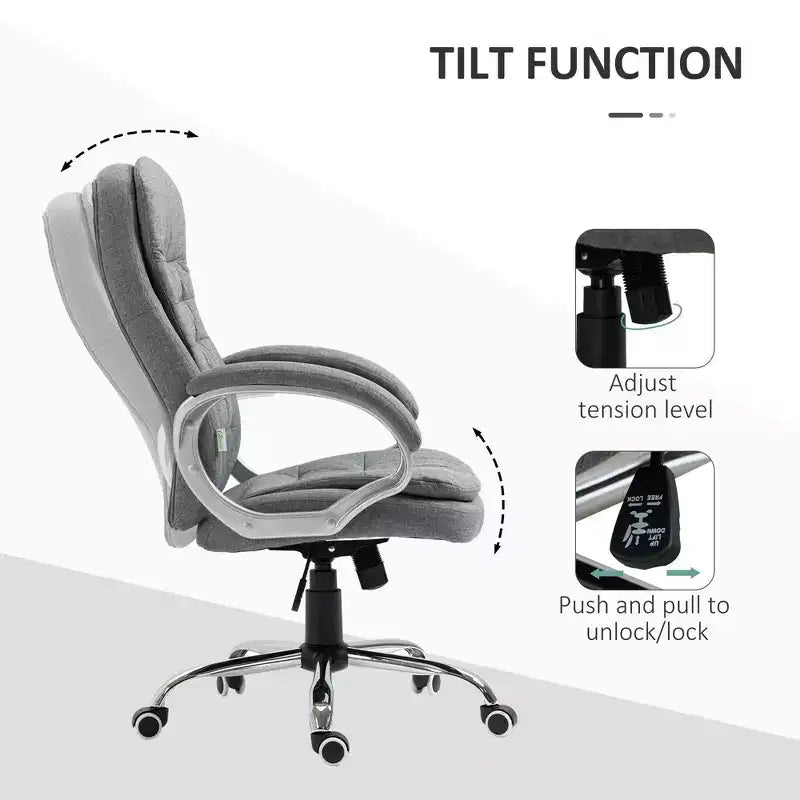 Sedia ergonomica da ufficio con altezza regolabile e braccioli imbottiti, Criss Cross, Grigia