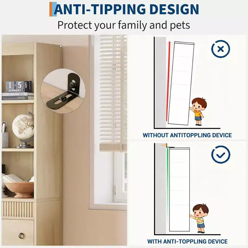 Libreria a colonna scanalata da 71" con 3 cassetti e 3 ripiani aperti, design ondulato, alta