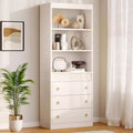 71 Fluted Bookcase with 3 Drawers & 3 Open Shelves, Waved Design Tall Bookshelf for Living Room and Home Office