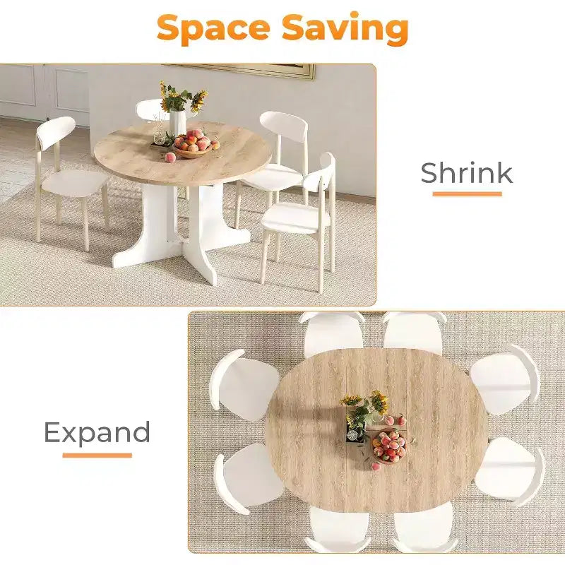 Tavolo da pranzo allungabile da 43-59" per 4-6 persone con prolunga rimovibile e base a X, Rovere