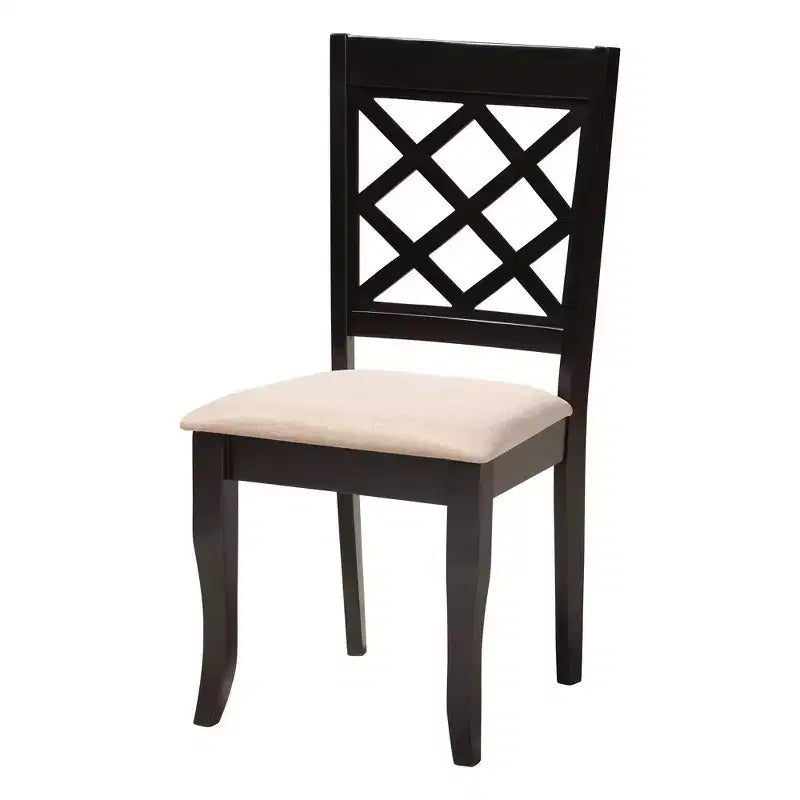 Baxton Studio Adina Modern Sand Fabric and Dark Brown Wood 5-Piece Dining Set