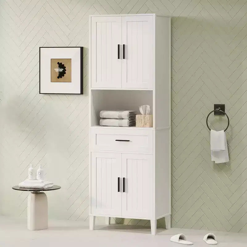 Mobiletto da bagno alto 70,9" resistente all'acqua con ripiani regolabili