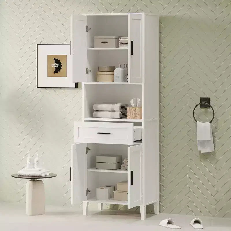 Mobiletto da bagno alto 70,9" resistente all'acqua con ripiani regolabili