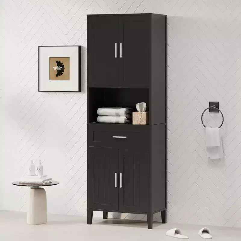 Mobiletto da bagno alto 70,9" resistente all'acqua con ripiani regolabili